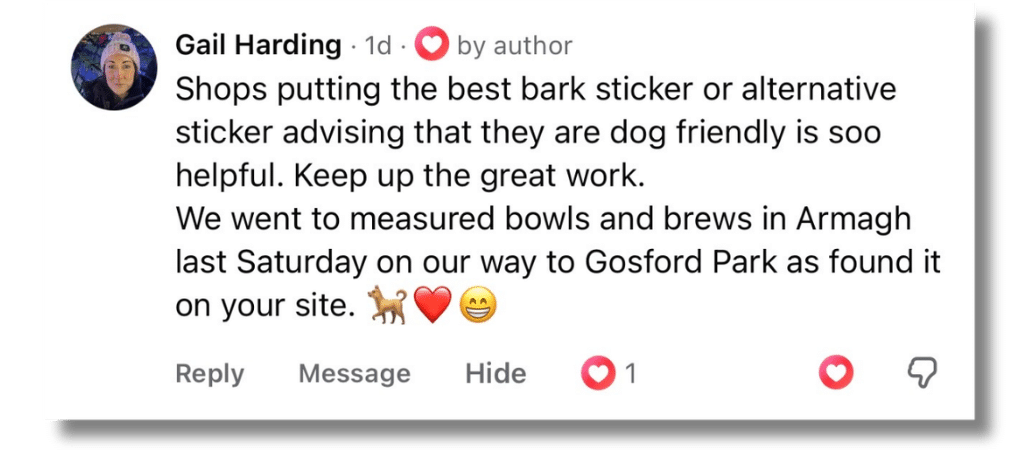 Best Bark community review about finding a dog friendly business through Best Bark